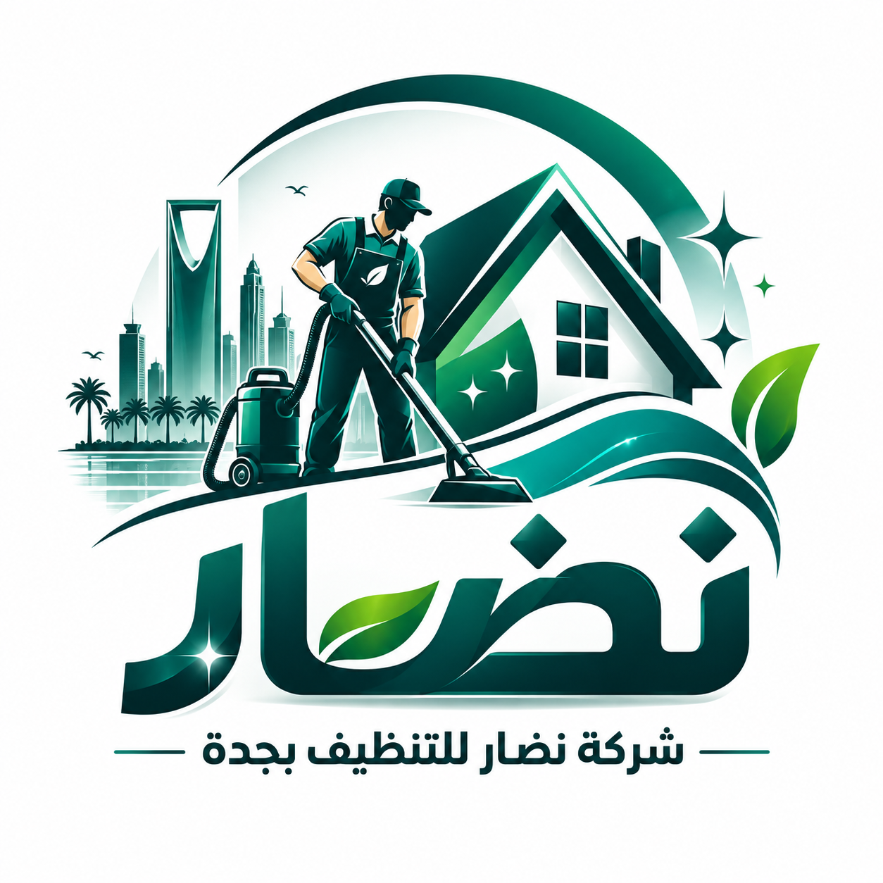 شعار شركة نضار للتنظيف بجدة