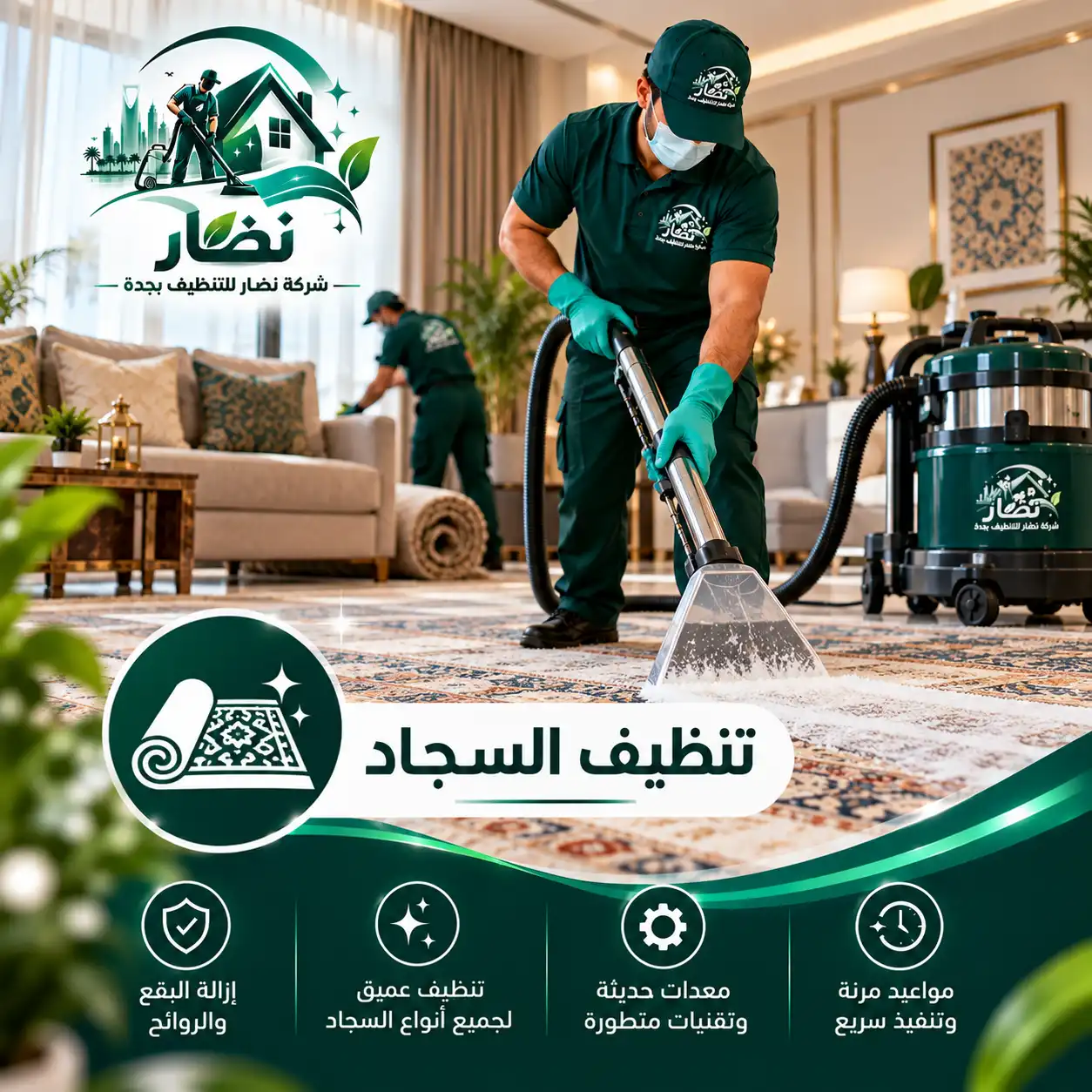 غسيل وتطهير ألياف السجاد والموكيت
