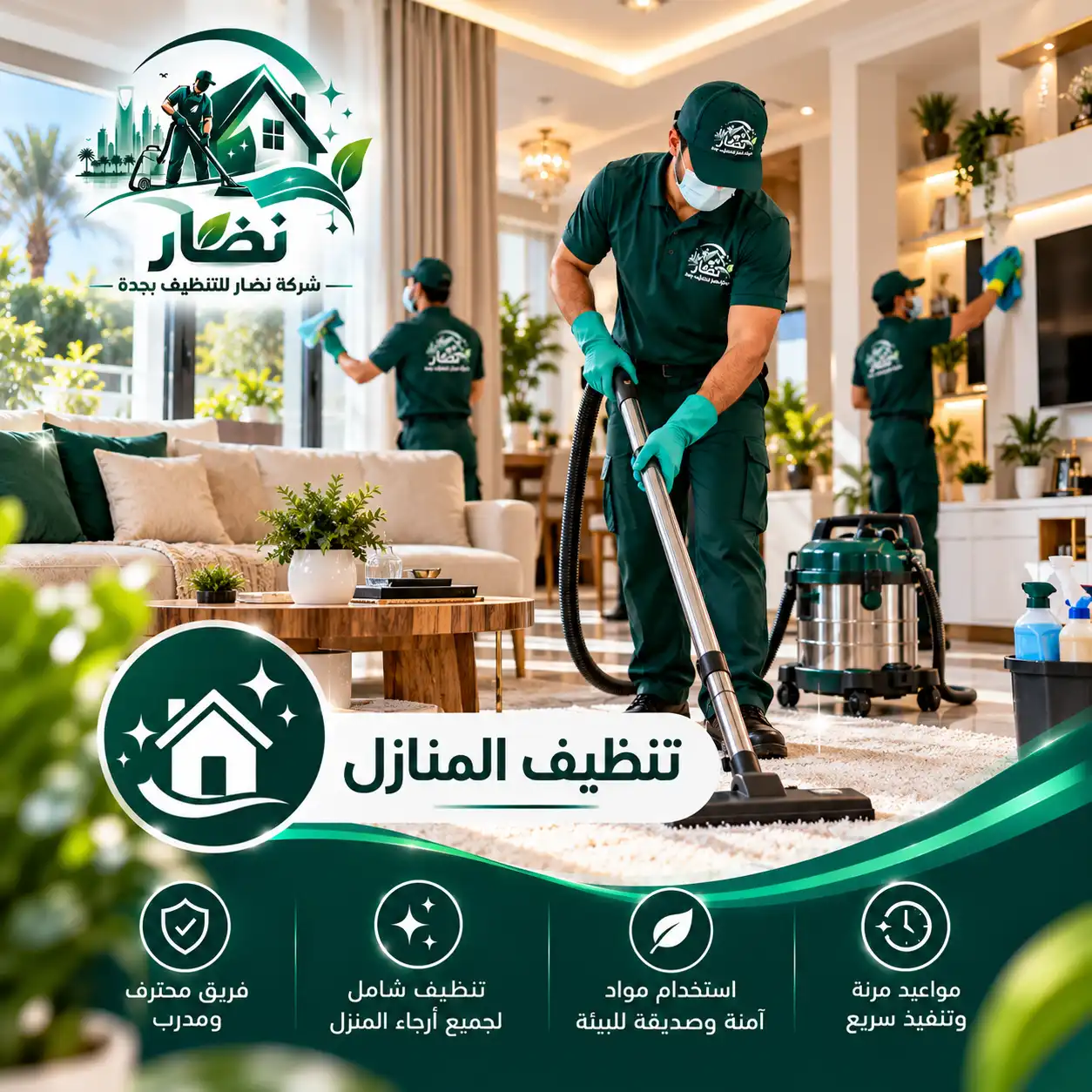 تنظيف وتنسيق صالات المعيشة