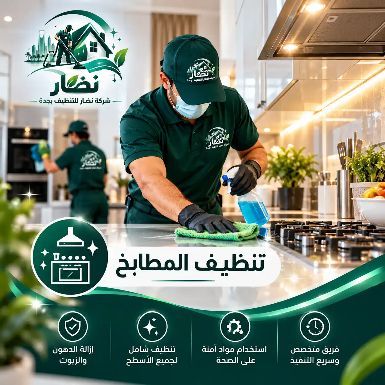 إزالة دهون أسطح المطابخ والخزائن