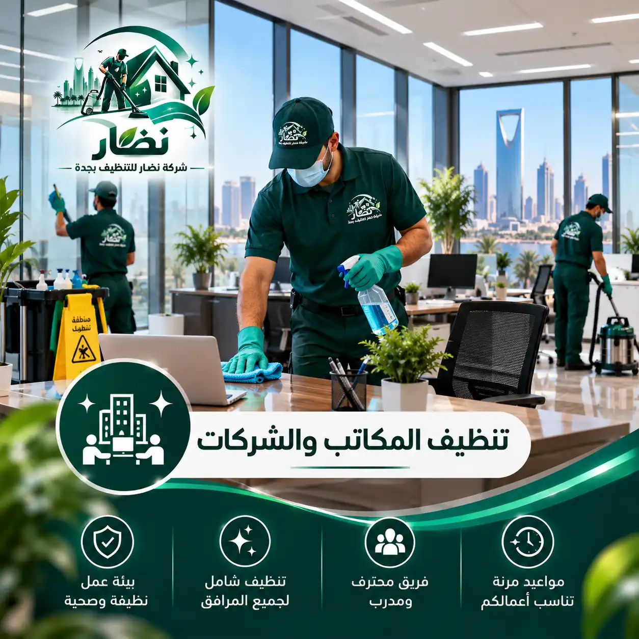 تنظيف مساحات العمل والمكاتب